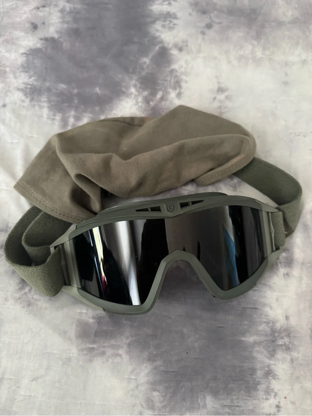 Tactical Olive Green Goggles with Mirrored Lens